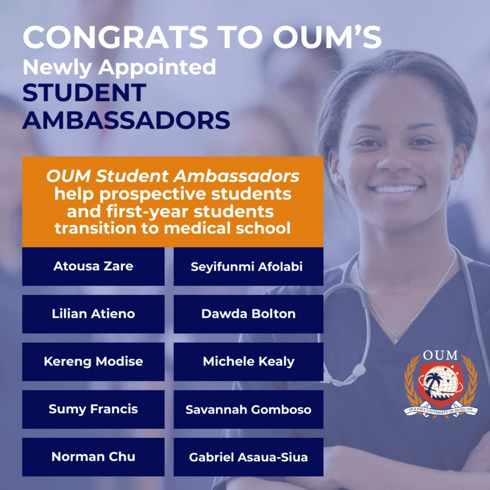 Congrats to OUM’s Newly Appointed Student Ambassadors
OUM Student Ambassadors help prospective students and first-year students transition to medical school